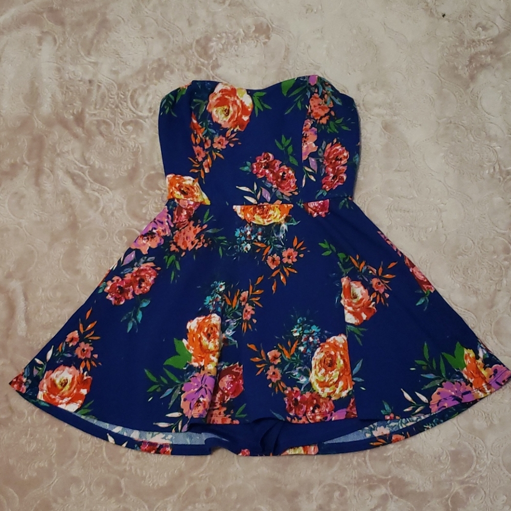 Floral Strapless Romper Dress